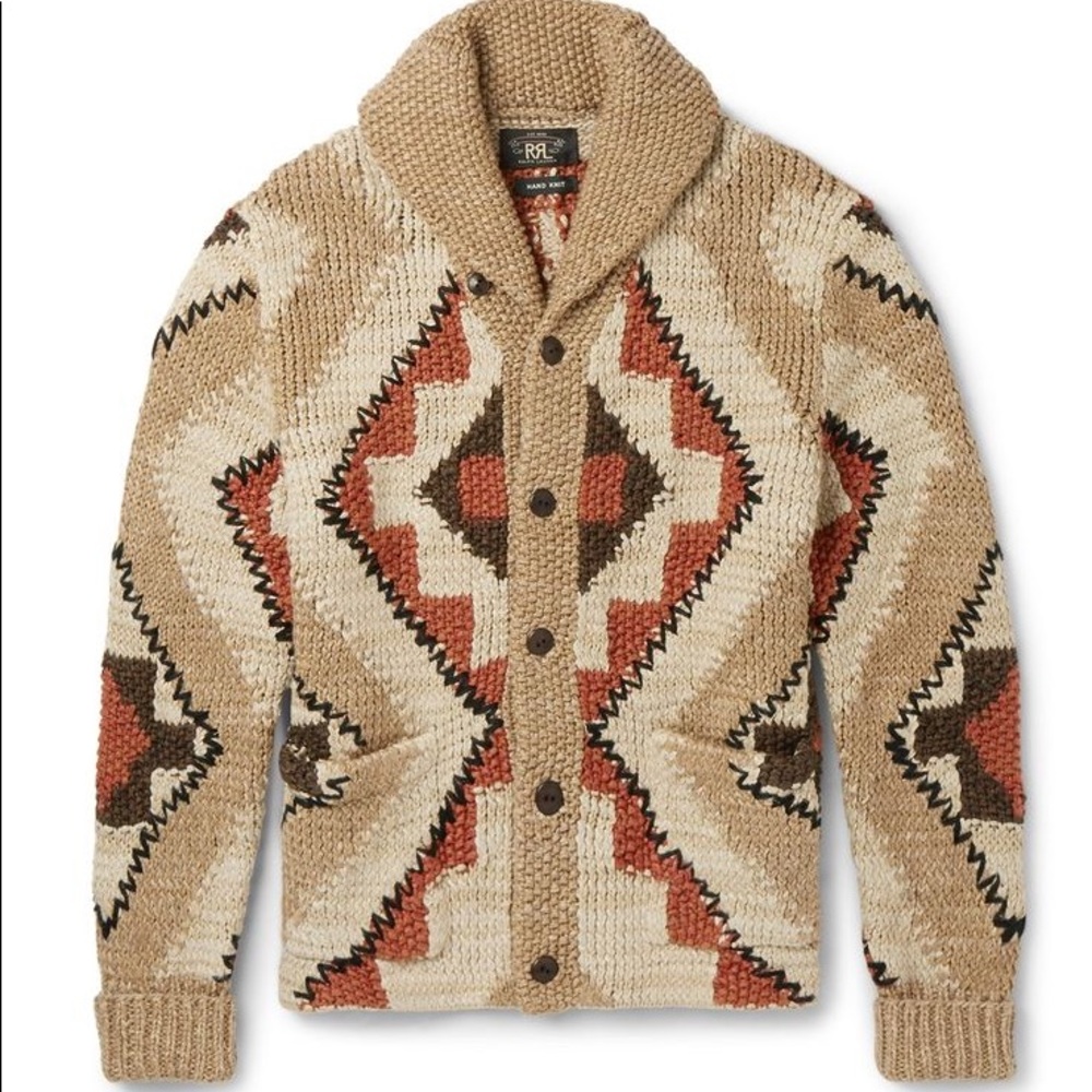RRL Ralph Lauren Hand Knit Shawl Cardigan L